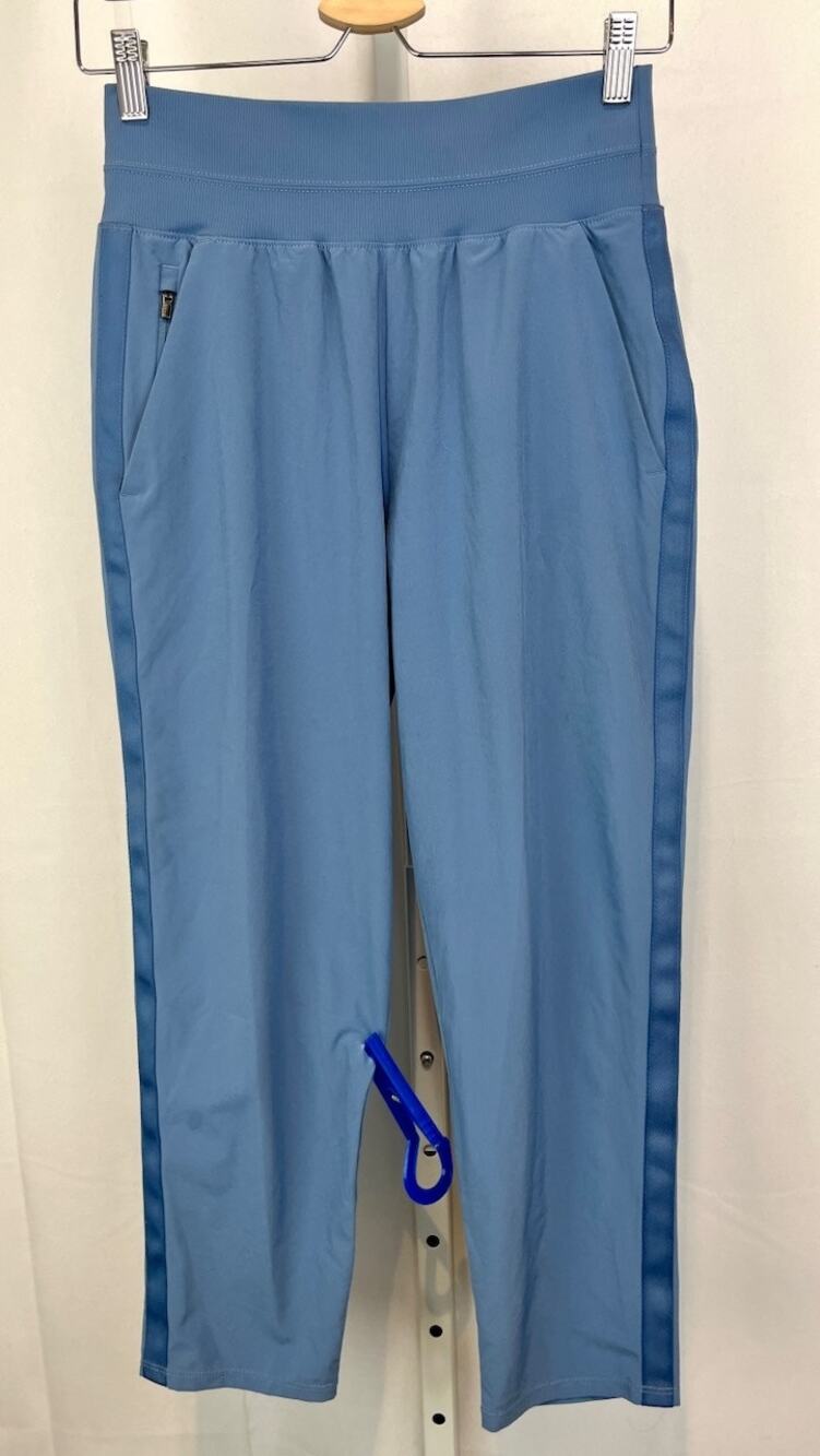 ATHLETA Nolita Slim Tapered Crop Pants 980400 Pull On Side Stripe Blue Size 4
